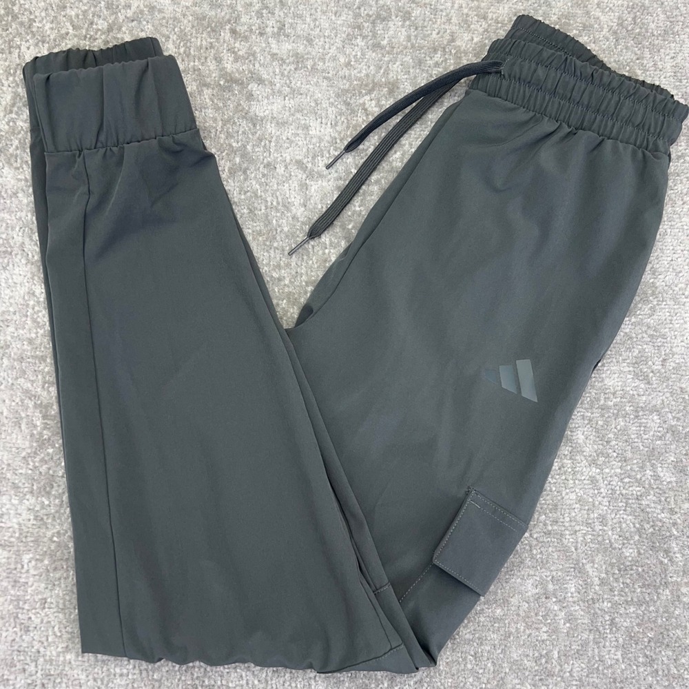 ADIDAS Womens XS Joggers Woven Cargo Pants Athletic Training Drawstring Gray NWT